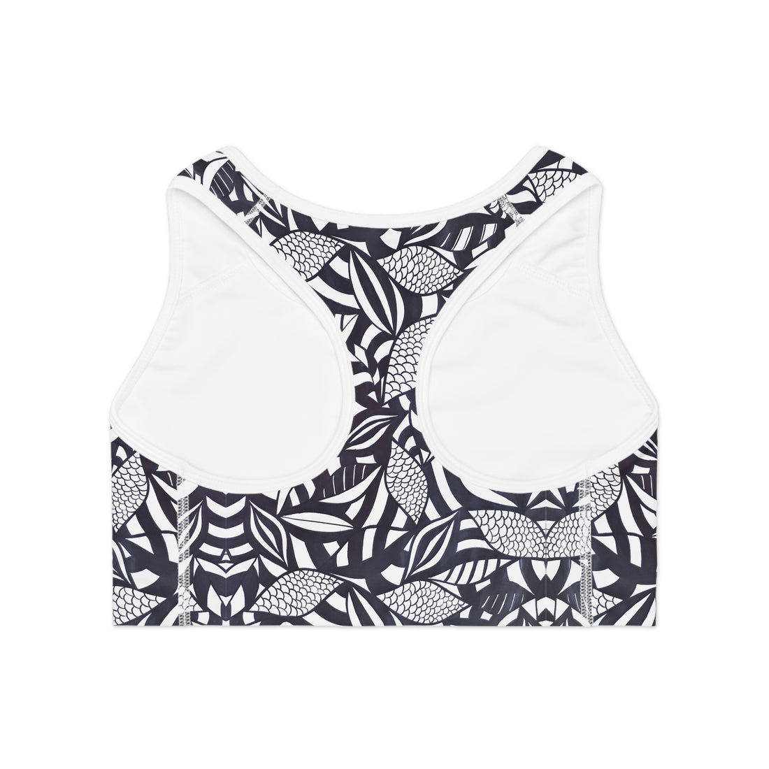 White Tropical Minimalist Racerback (AOP) Sports Bra