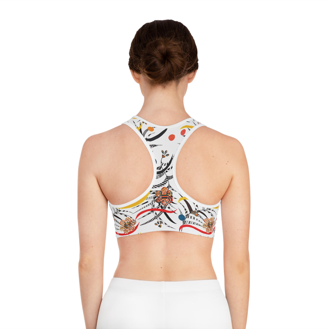 White Wilderness Print Racer Back (AOP) Sports Bra