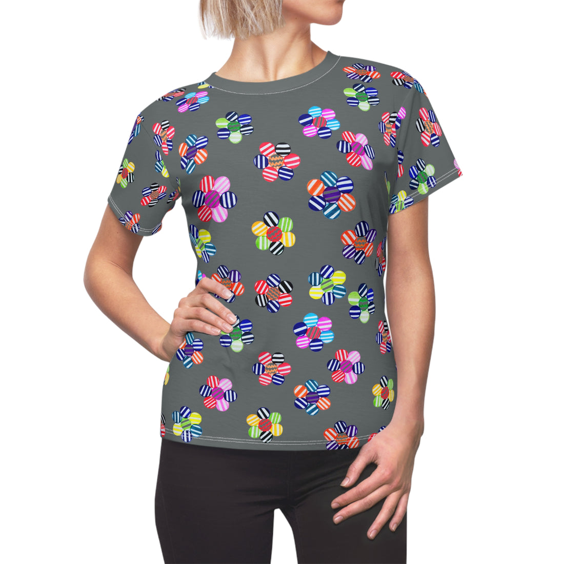 Ash Candy Floral AOP Women's Cap Sleeves T-shirt