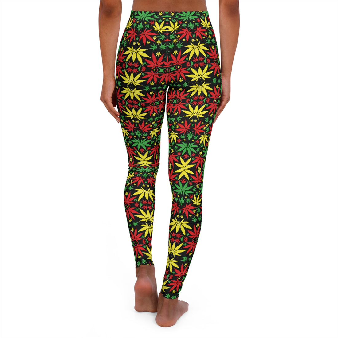 Black Tropical Rasta Toned Spandex Leggings