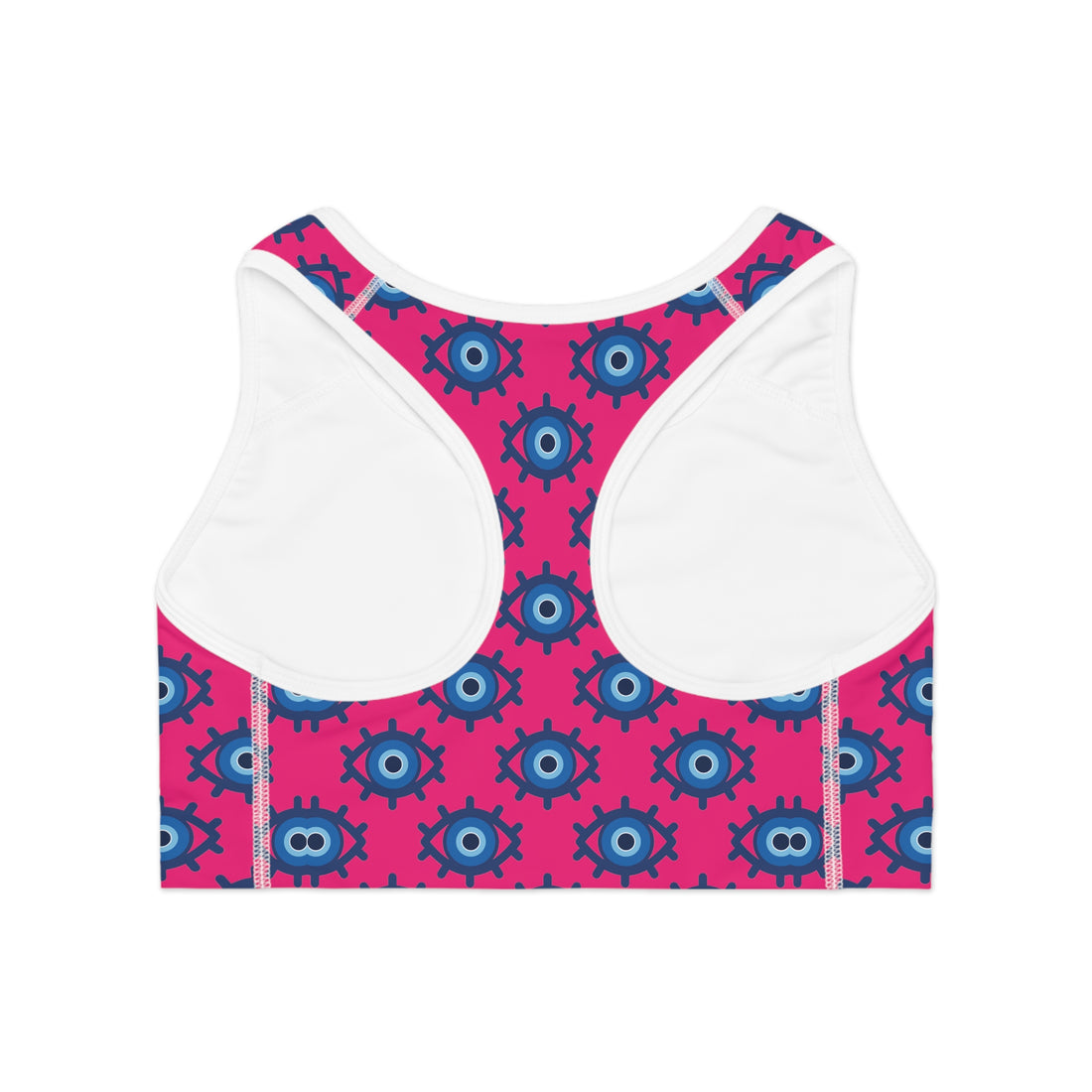 Hot Pink Evil Eye (AOP) Sports Bra