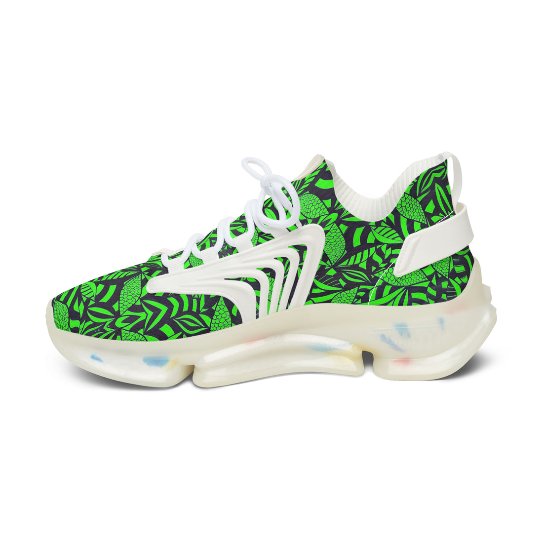 Neon Green Tropical Minimalist OTT Women's Mesh Knit Sneakers