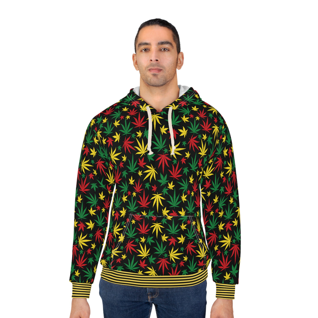 Black Tropical Rasta Toned Pullover Hoodie