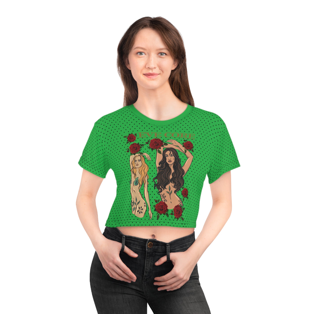 Lawn Green Eve Core AOP Crop Tee