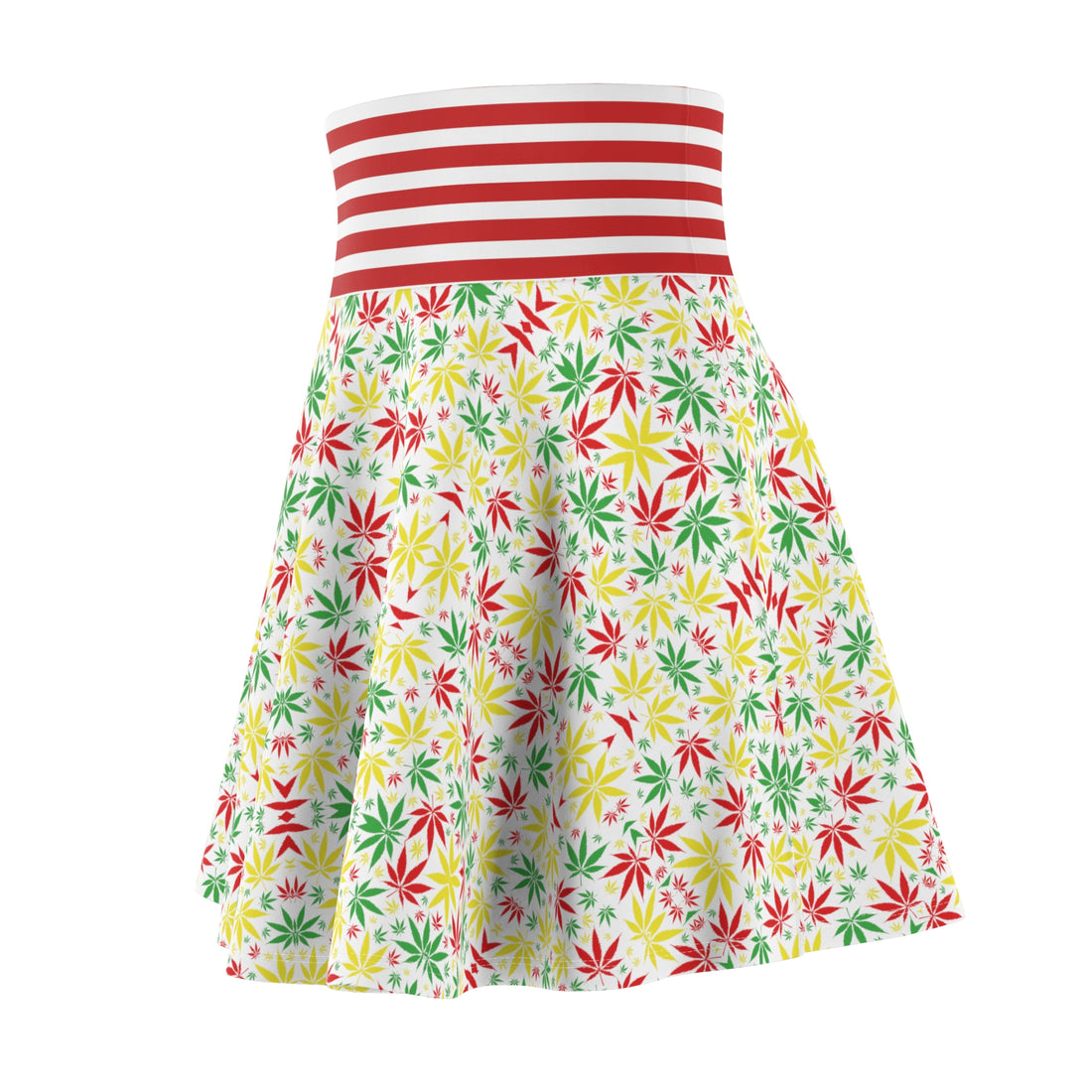 White Tropical Rasta Toned Skater Skirt