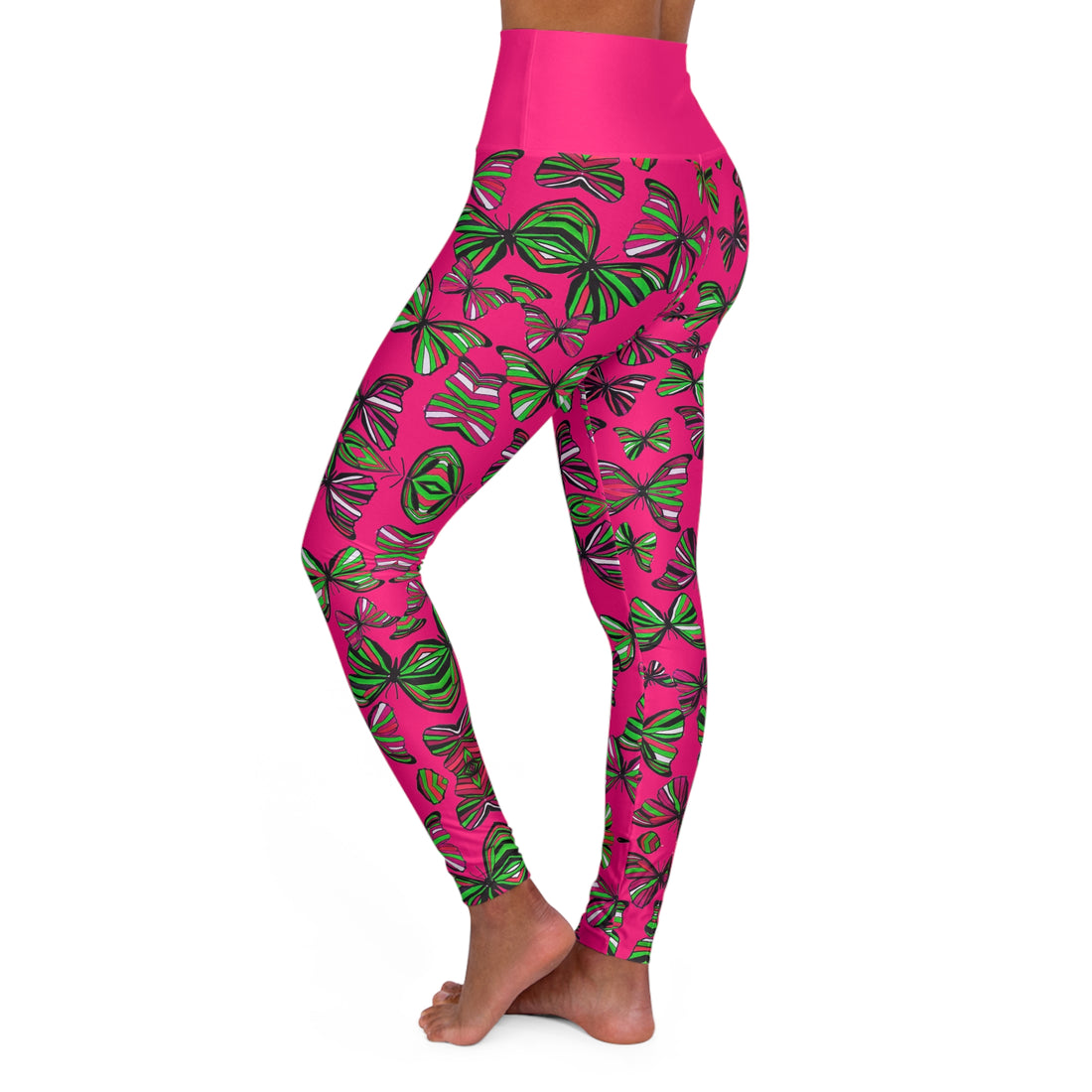 Hot Pink Butterfly Kaleidoscope Yoga Leggings