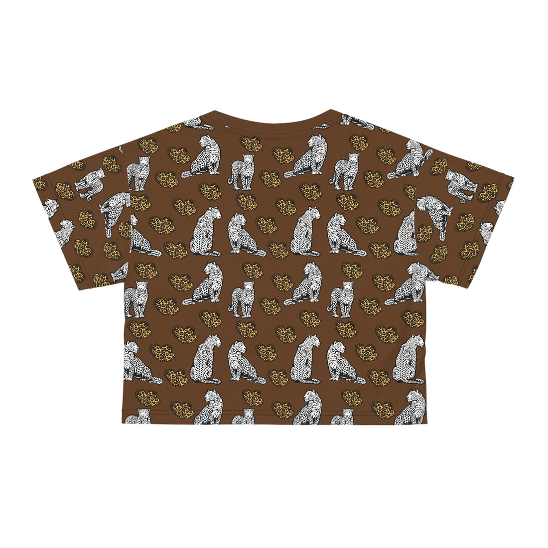 Brown Cheetah Hearts AOP Crop Tee