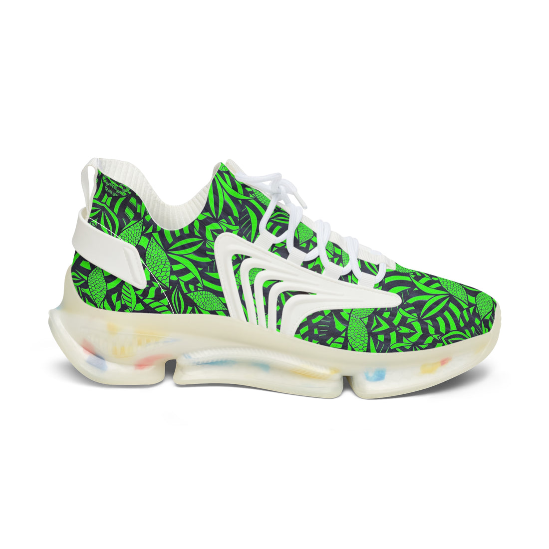 Neon Green Tropical Minimalist OTT Women's Mesh Knit Sneakers