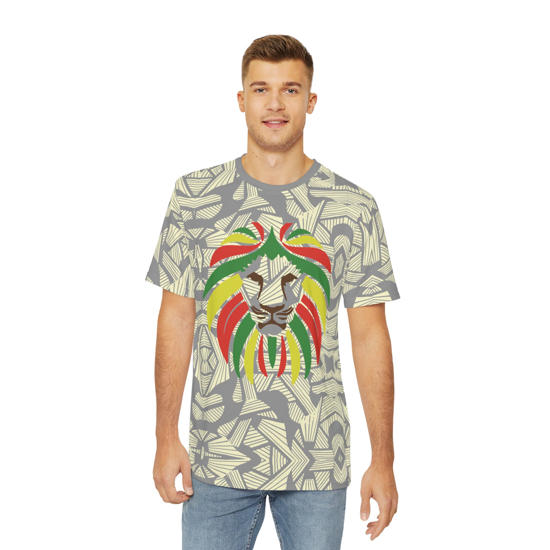 Grey Men's Rasta Lion Portrait Polyester Tee (AOP)