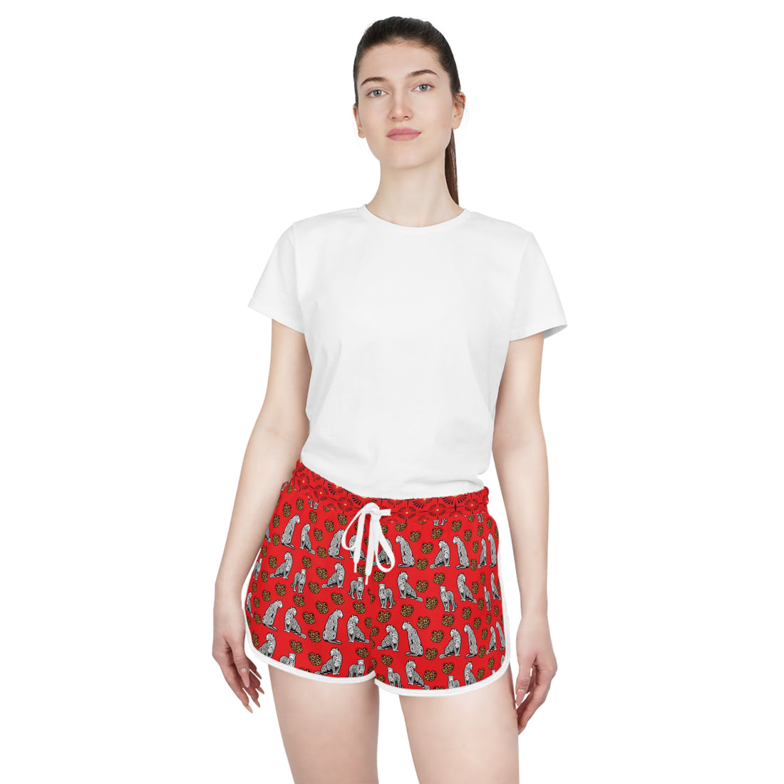 Red Cheetah Hearts Relaxed Shorts