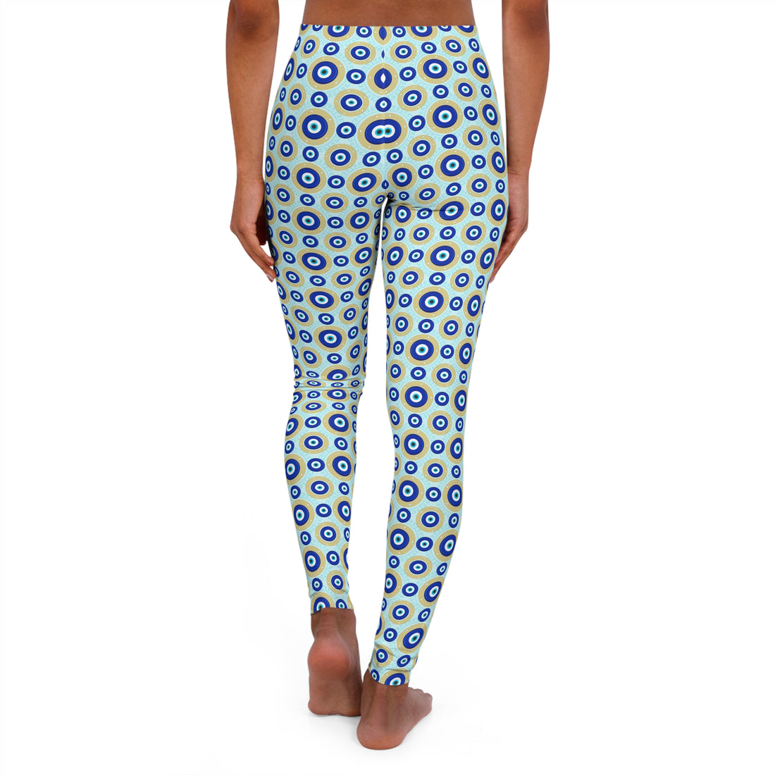 Elaborate Blue Evil Eye Print Spandex Leggings