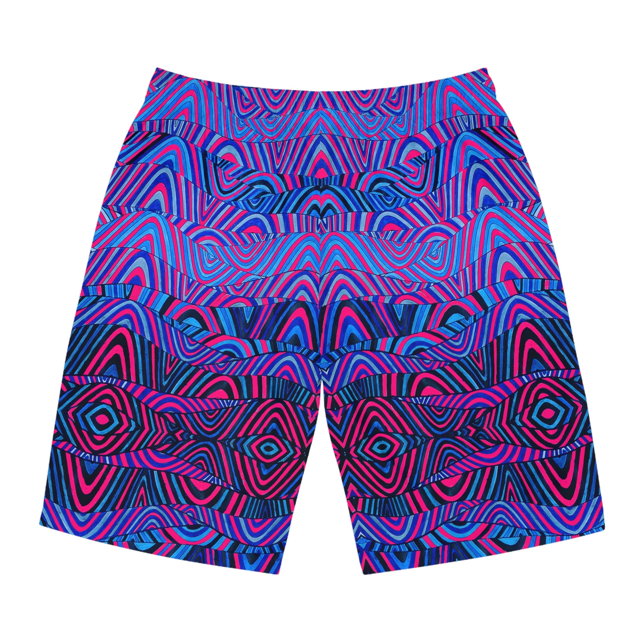Hot Pink Sonic Print Men's Board Shorts (AOP)