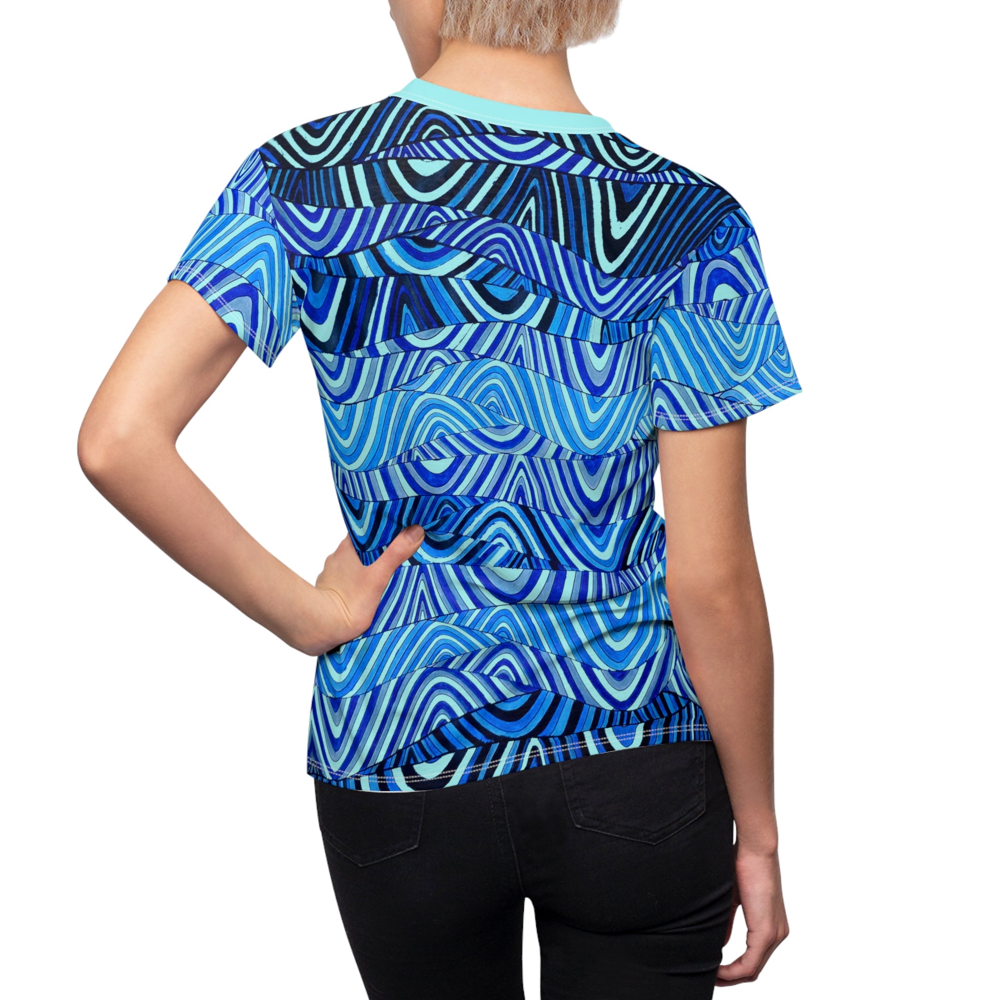 Icy Blue Sonic AOP Women's Cap Sleeves T-shirt