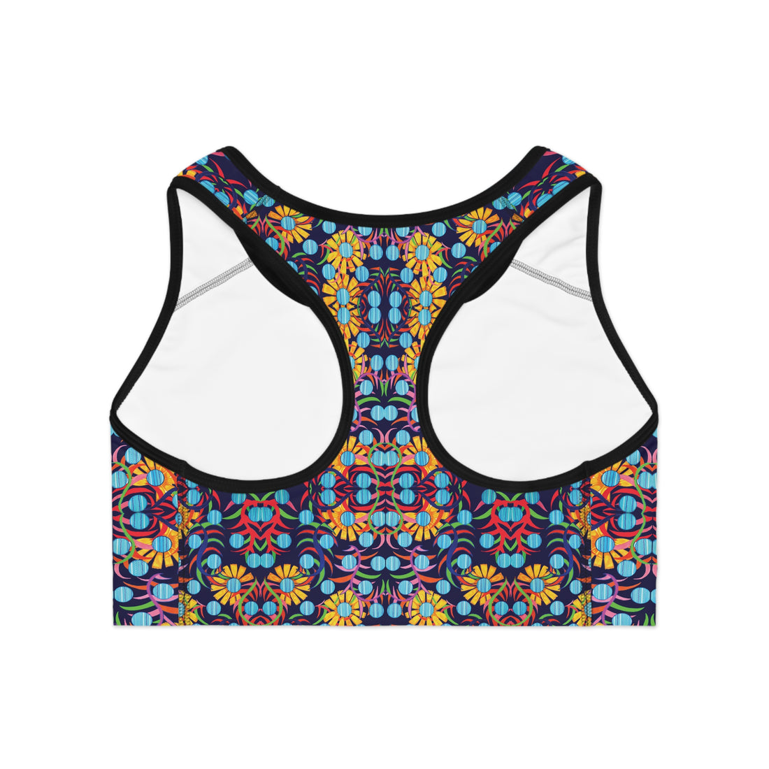 Ink Sunflower Print Racerback (AOP) Sports Bra