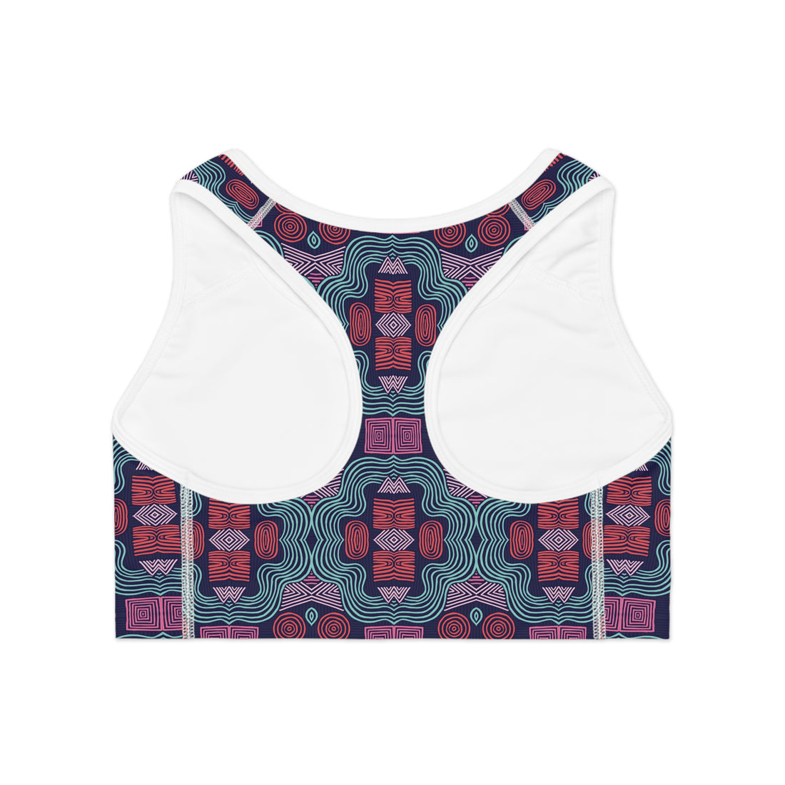 Ink Geometric Print (AOP) Racerback Sports Bra