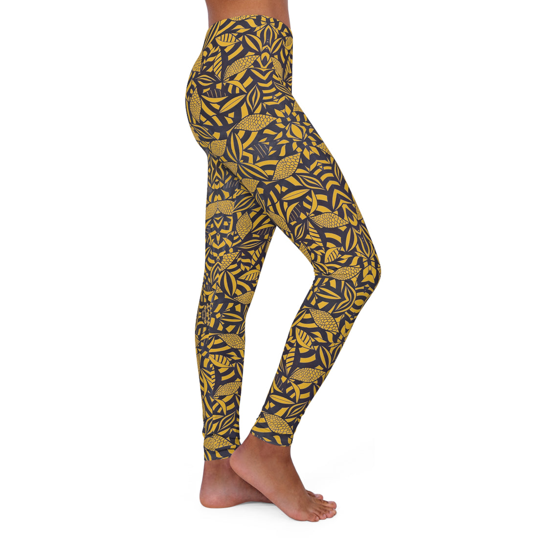 Yellow Tropical Minimalist Spandex Leggings