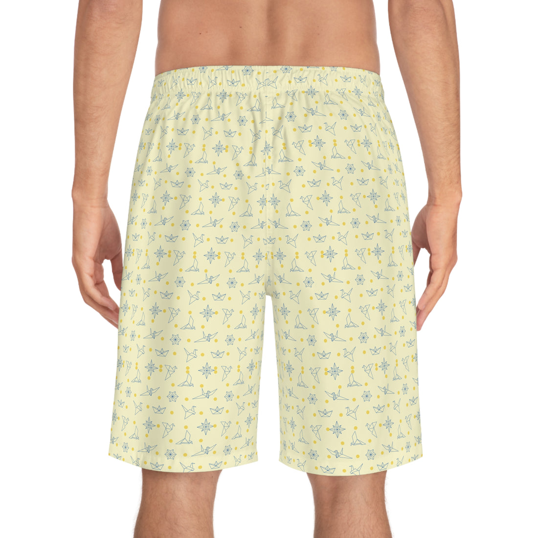 Cream Origami Men's Board Shorts (AOP)