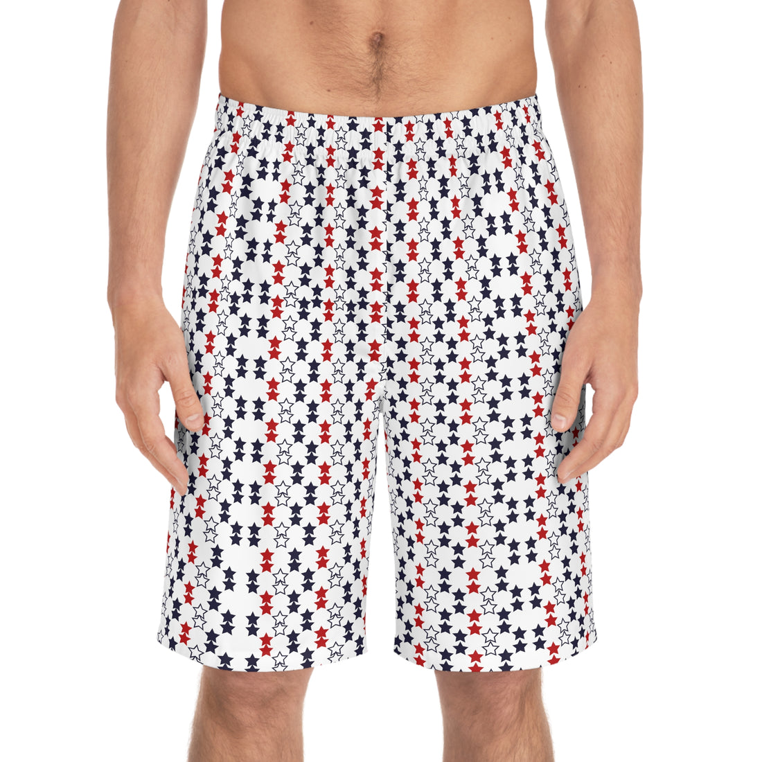 White Star Print Men's Board Shorts (AOP)