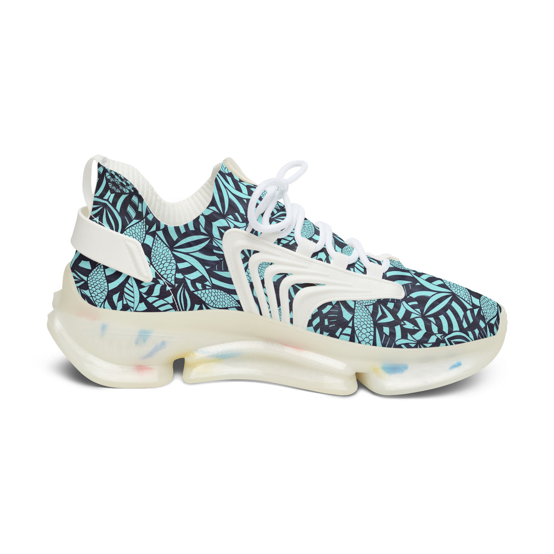 Icy Blue Tropical Minimalist OTT Women's Mesh Knit Sneakers