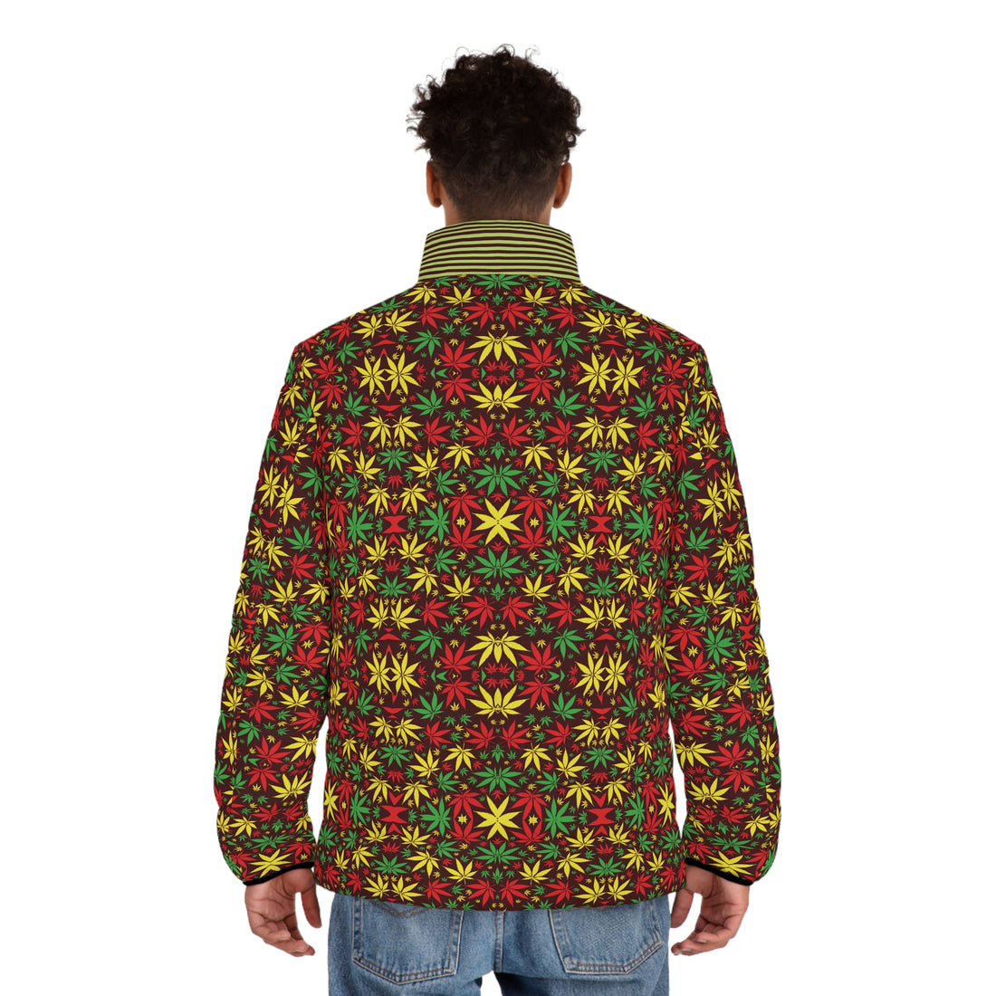 Marsala Tropical Rasta Toned Men's Puffer Jacket