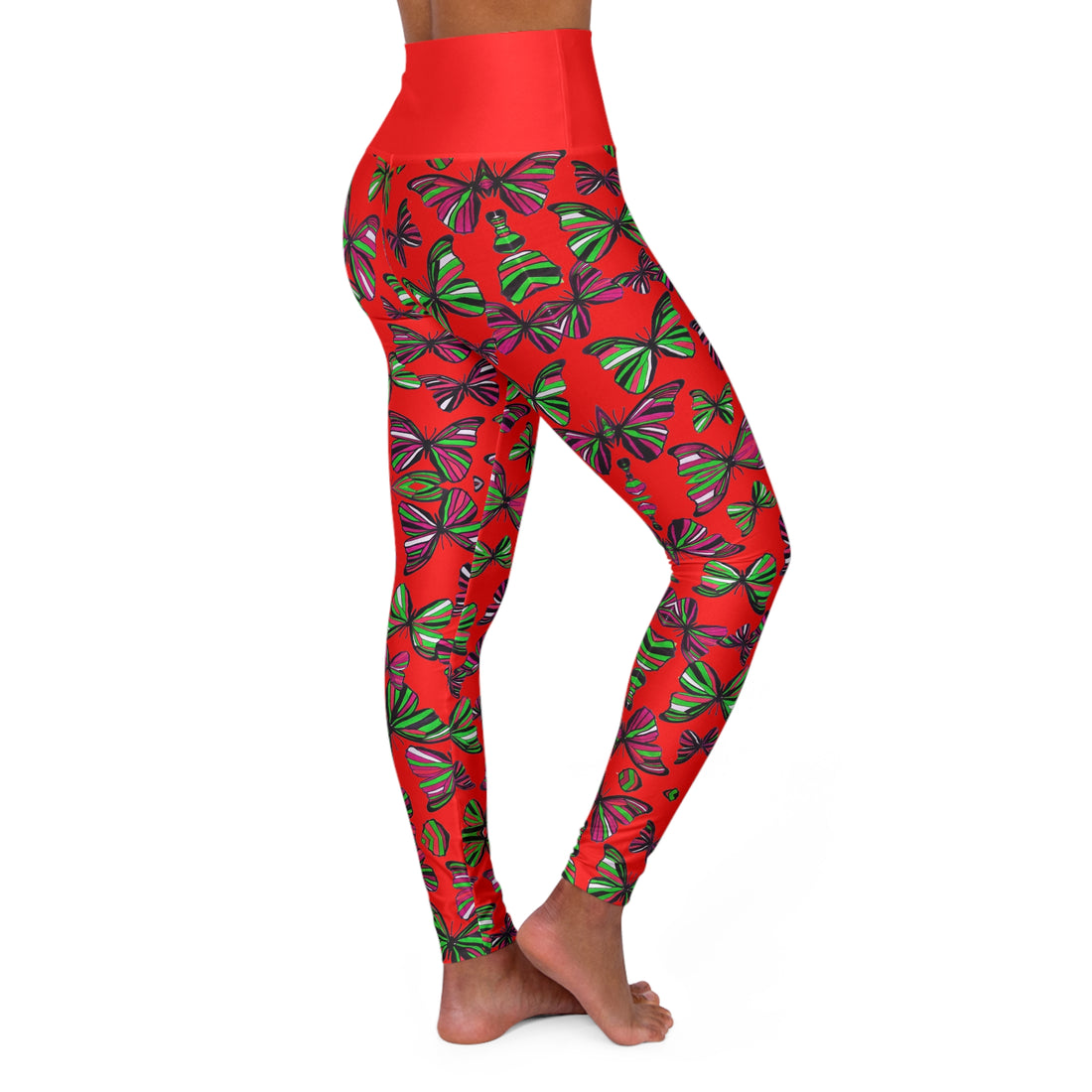 Red butterfly kaleidoscope Yoga Leggings