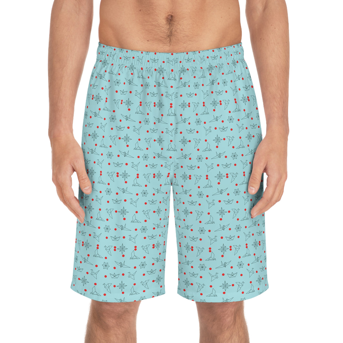 Icy Blue Origami Men's Board Shorts (AOP)