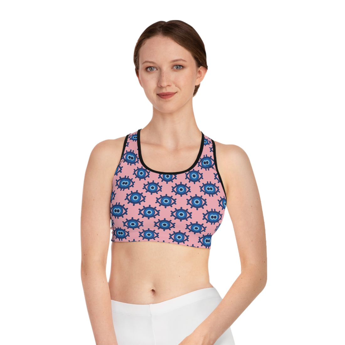 Blush Evil Eye (AOP) Sports Bra