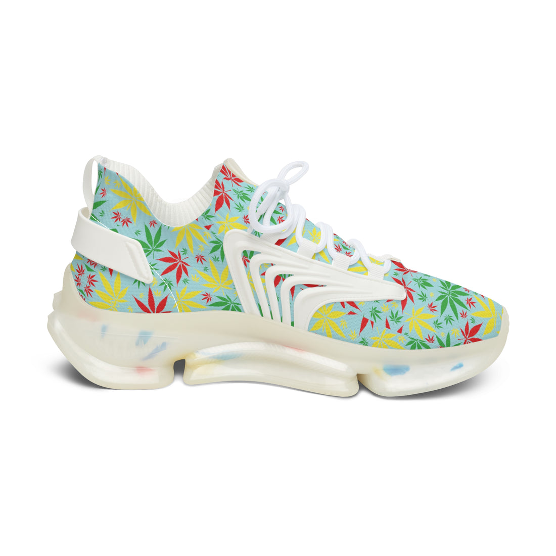 Icy Blue Tropical Rasta Toned Women's Mesh Knit Sneakers