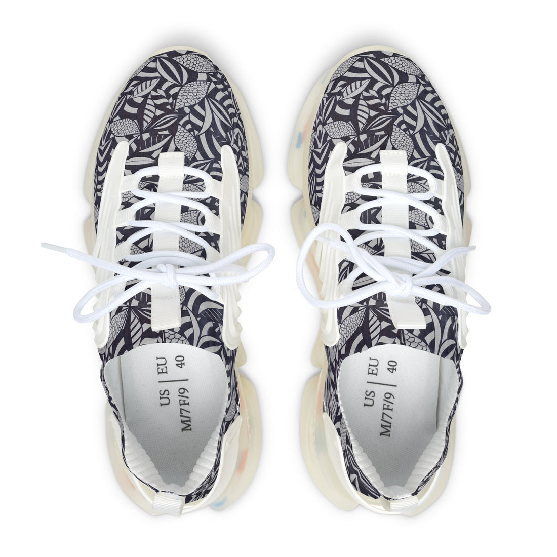 slate grey tropical women's tropical print mesh knit sneakers