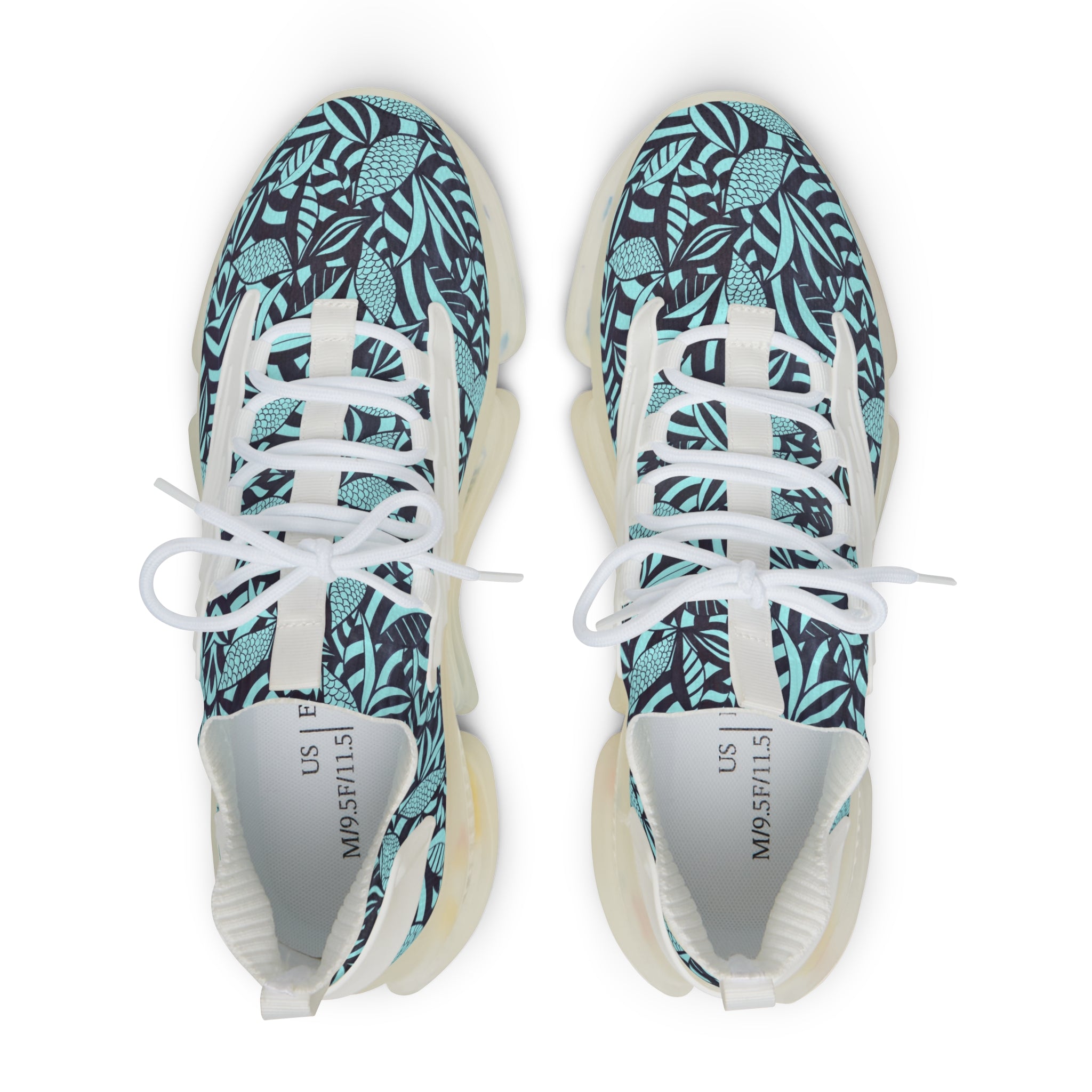 Icy Blue Tropical Minimalist OTT Men's Mesh Knit Sneakers