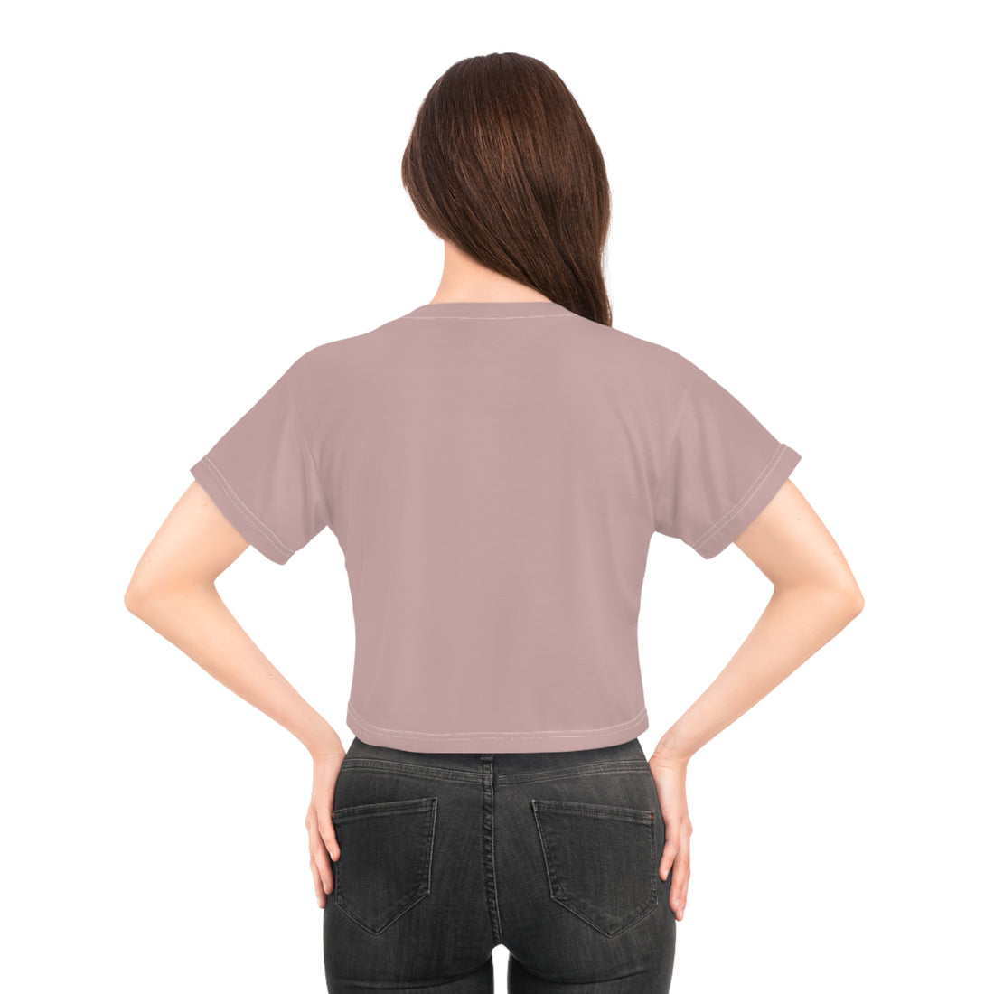 Taupe Millennial AOP Crop Tee