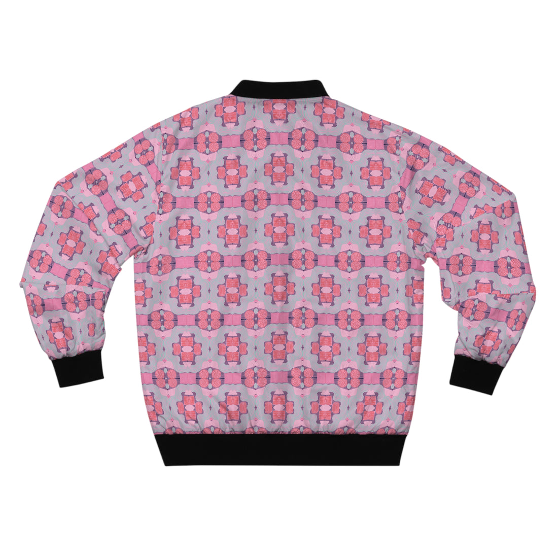 Muted Pink Geometric Print Men's Bomber Jacket