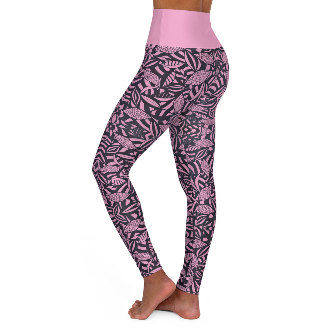 Muted Pink Tropical Minimalist Yoga Leggings