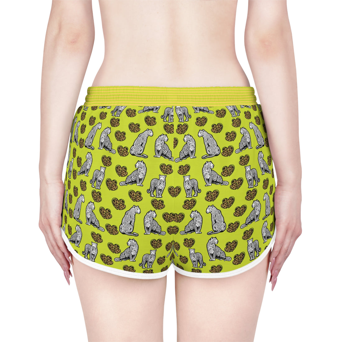 Lime Cheetah Hearts Relaxed Shorts