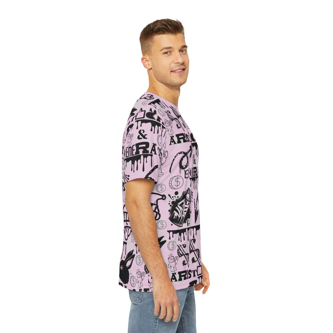 Lilac Graphic Polar Men's Polyester Tee (AOP)