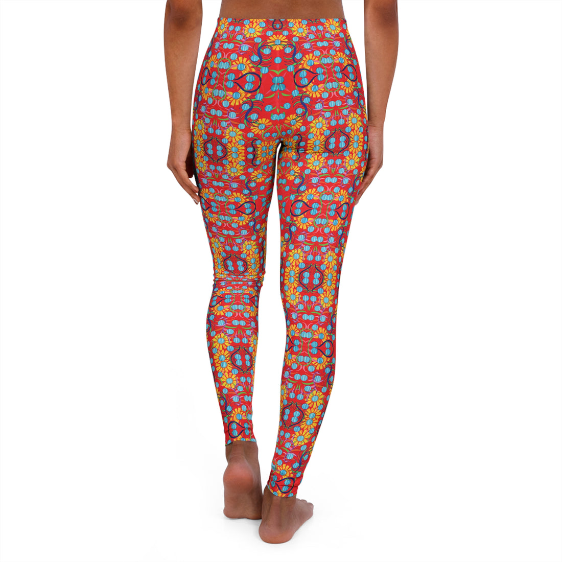 Red Sunflower Spandex Leggings