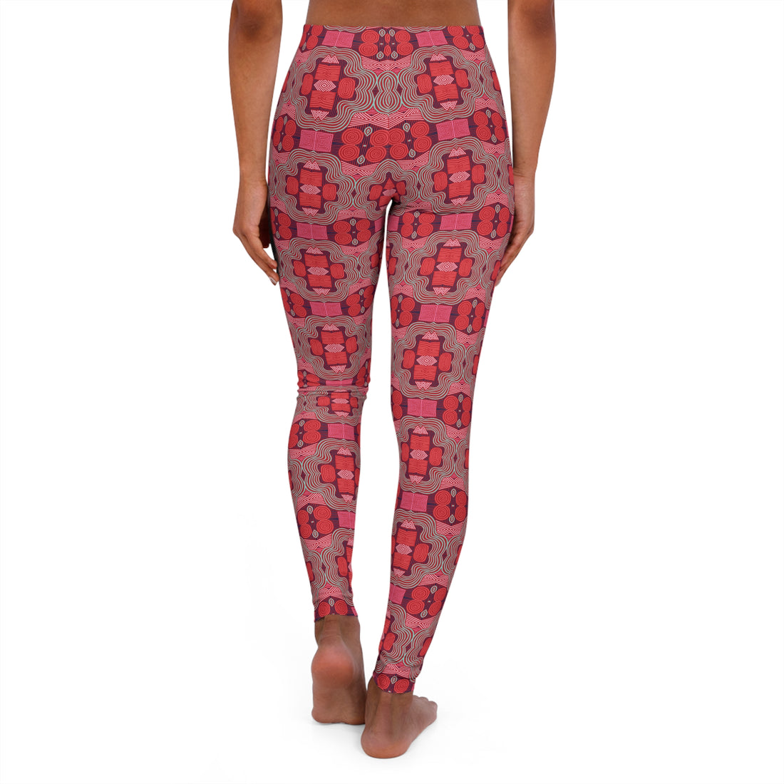 Red Geometric Print Spandex Leggings