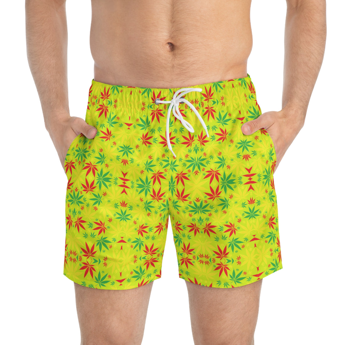 Lime Tropical Rasta Toned Swimming Trunks