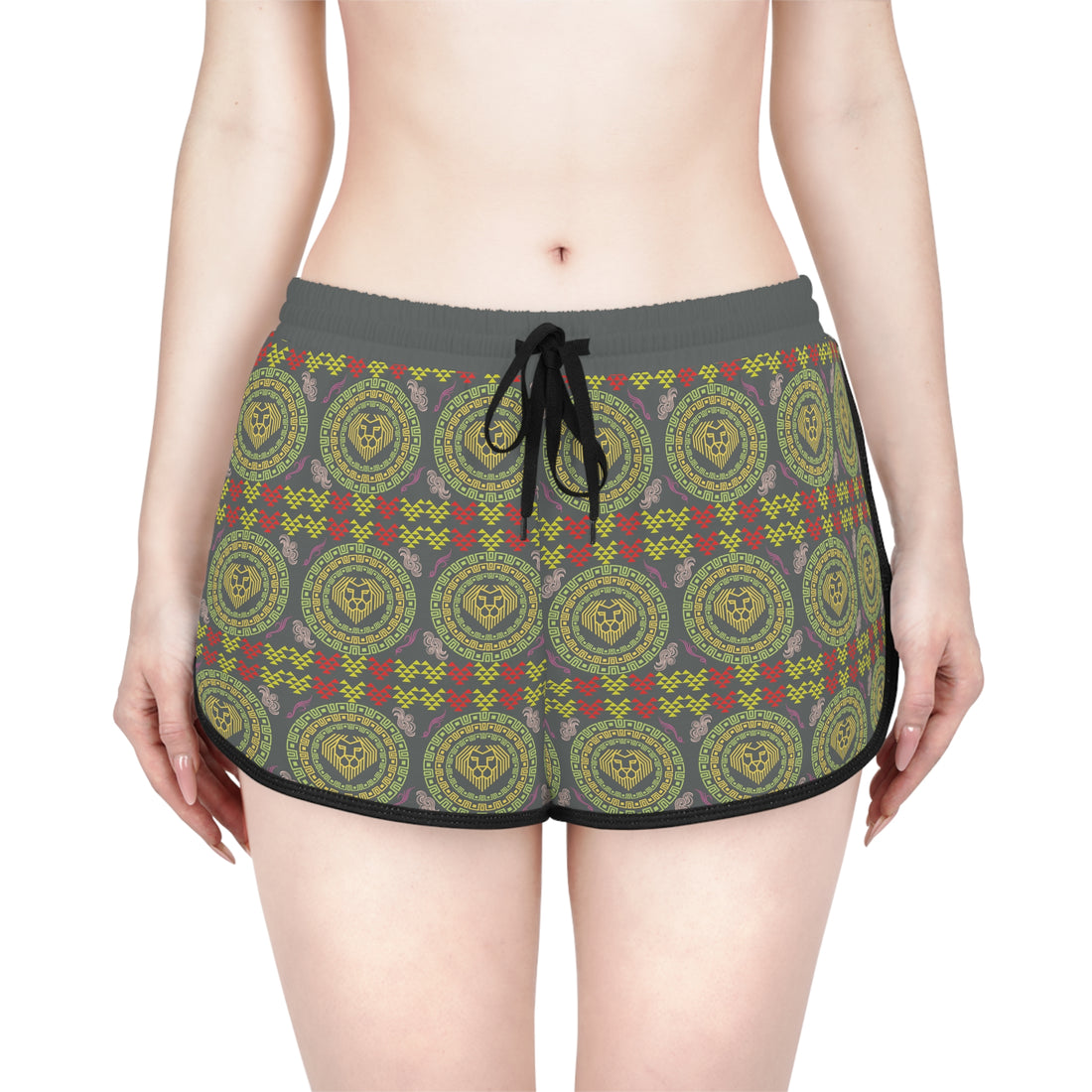 Ash Geo Lion Head Relaxed Gym Shorts