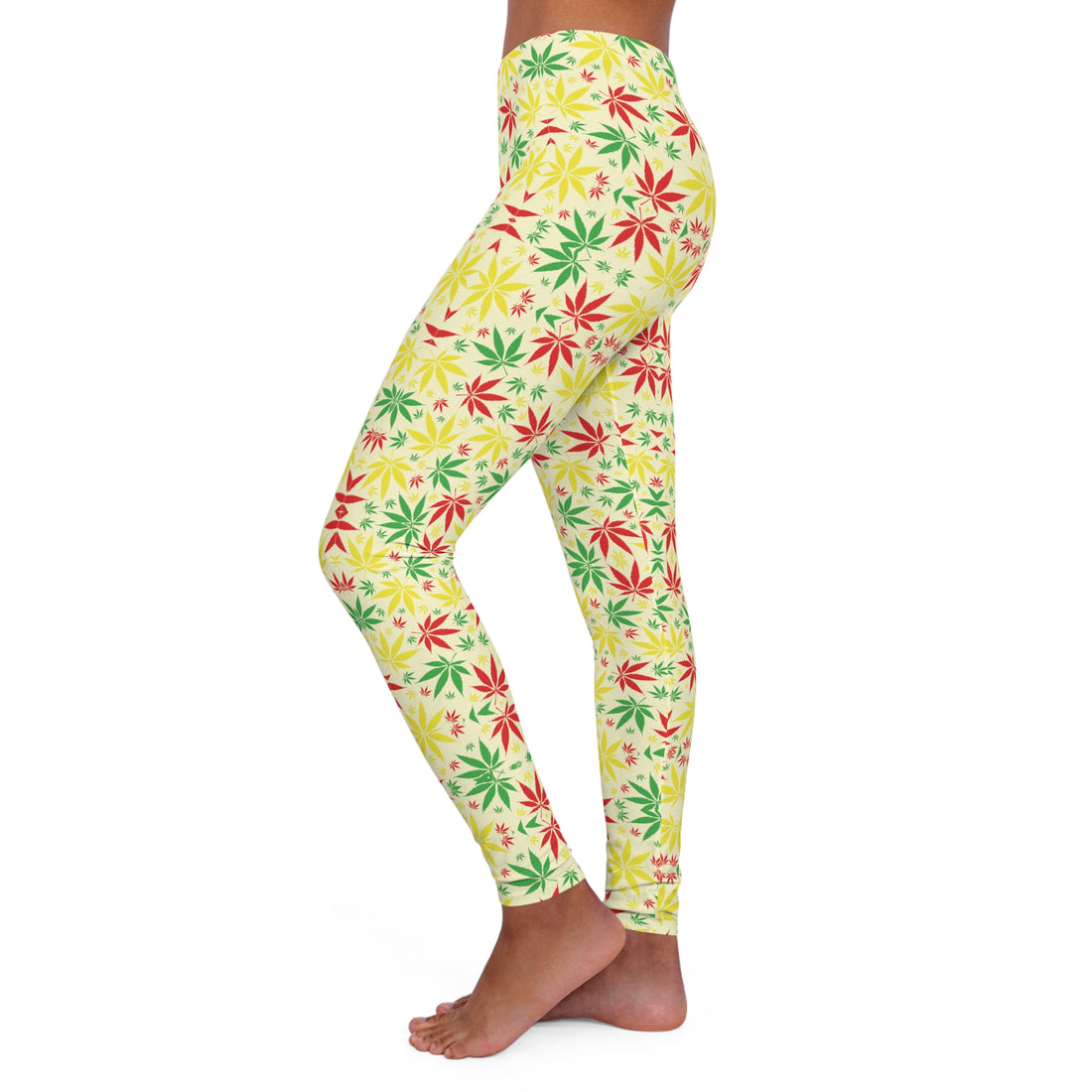 Cream Tropical Rasta Toned Spandex Leggings