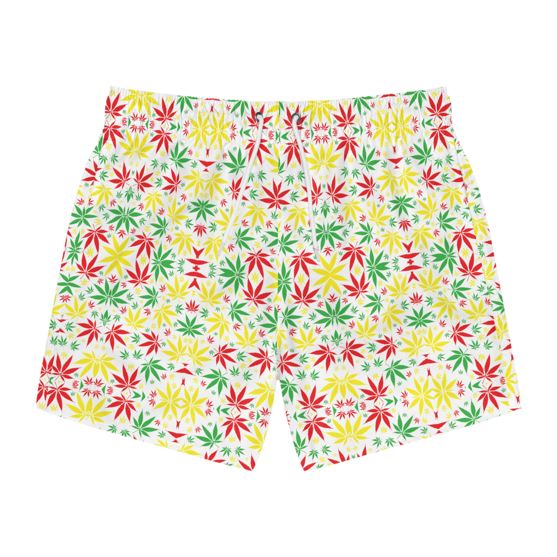 White Tropical Rasta Toned Swimming Trunks