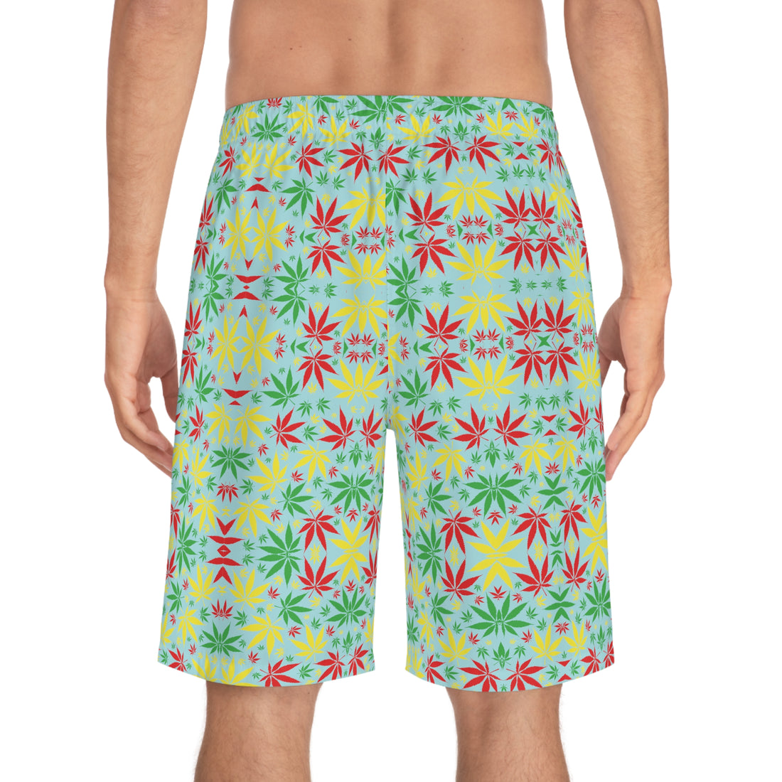 Icy Blue Rasta Toned Men's Board Shorts (AOP)