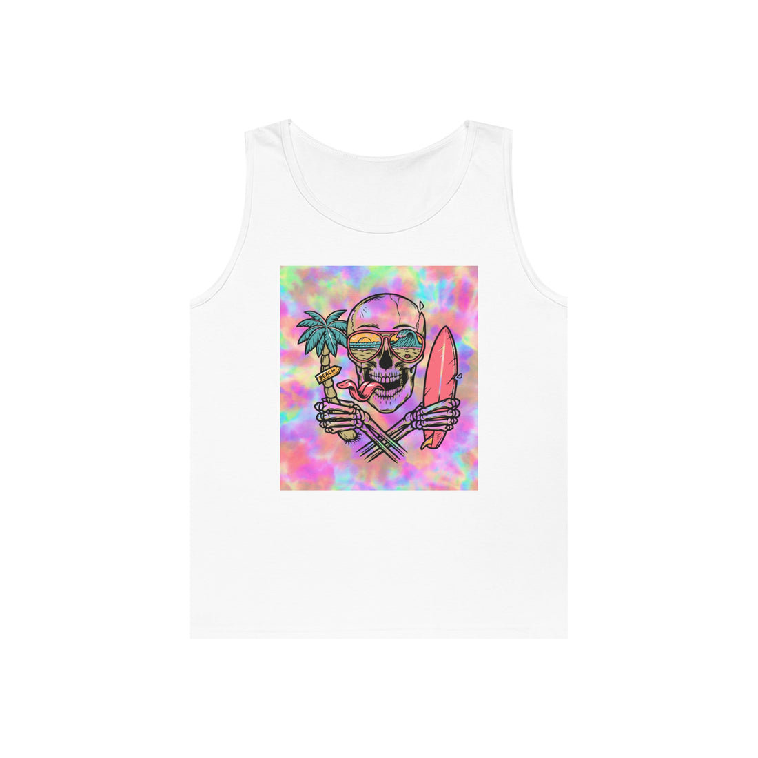 Tye Dye Skull Print Unisex Tank Top