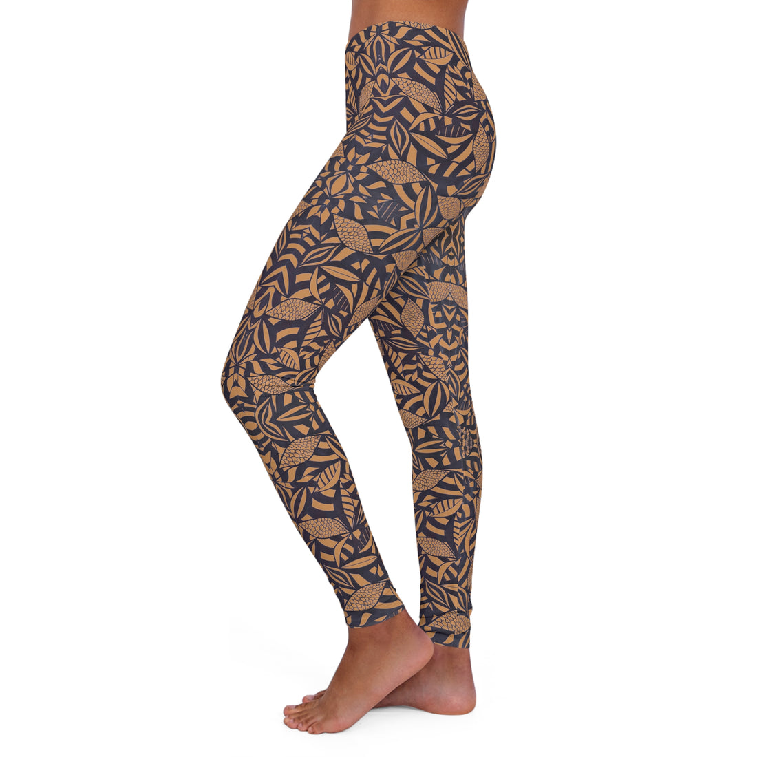 Mocha Tropical Minimalist Spandex Leggings