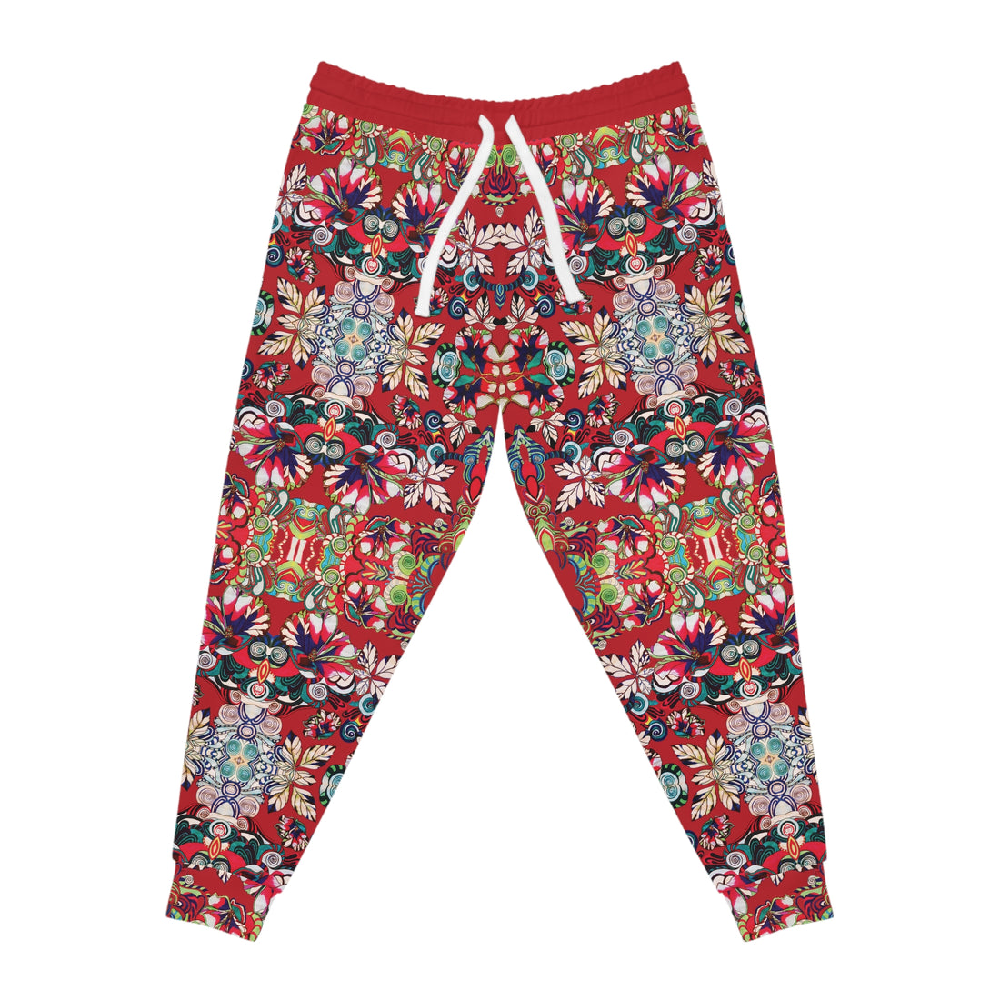 Deep Red Graphic Floral Pop AOP Joggers