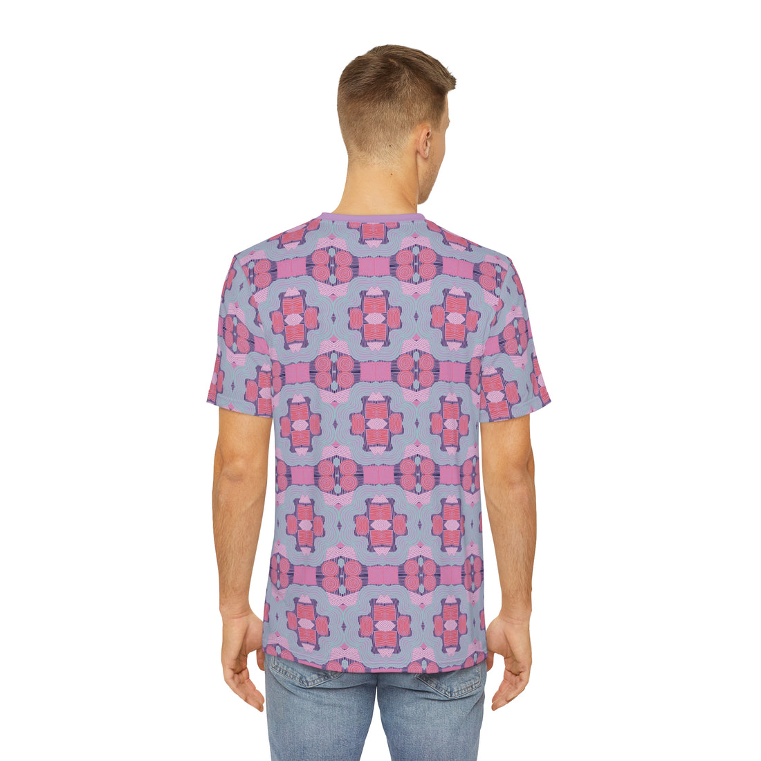 Lavender Geometric Print Men's Polyester Tee (AOP)