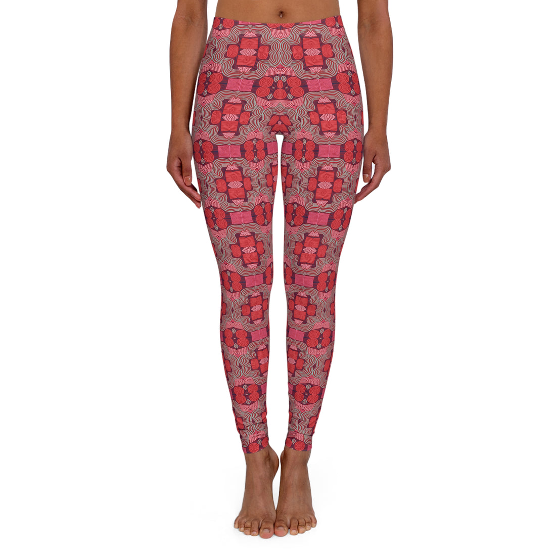 Red Geometric Print Spandex Leggings