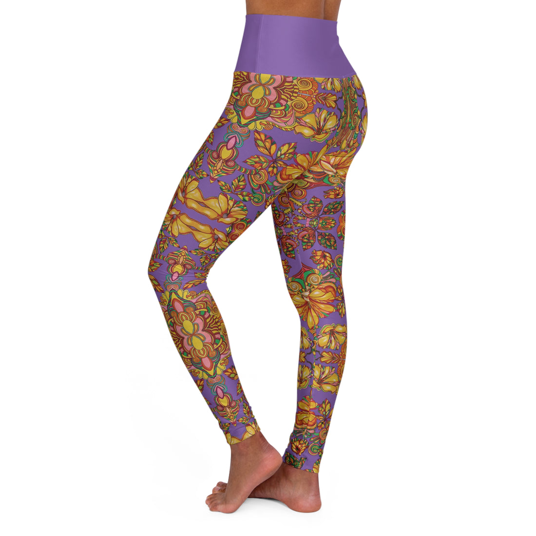 Pearl Purple Artsy Floral Yoga Leggings
