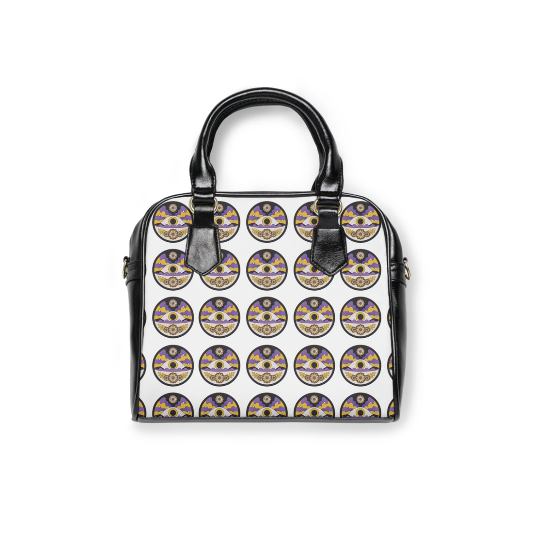 white evil eye print handbag