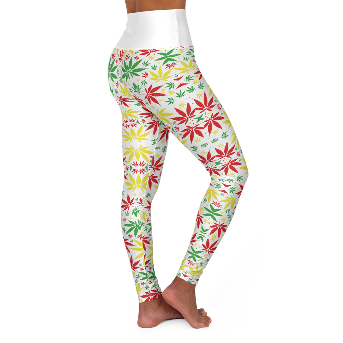 White Tropical Rasta Toned Yoga Leggings